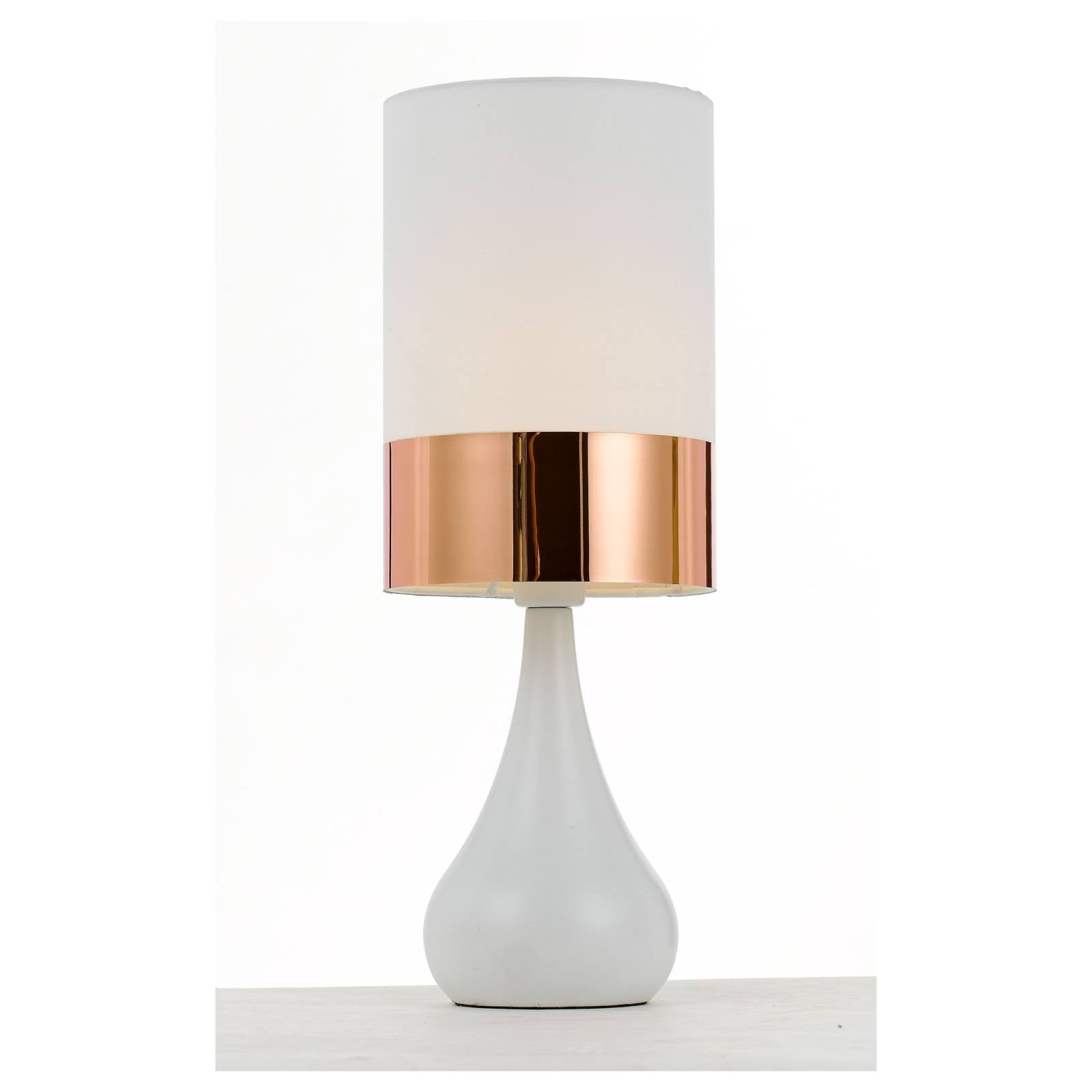 Akira Table Lamp, White & Copper