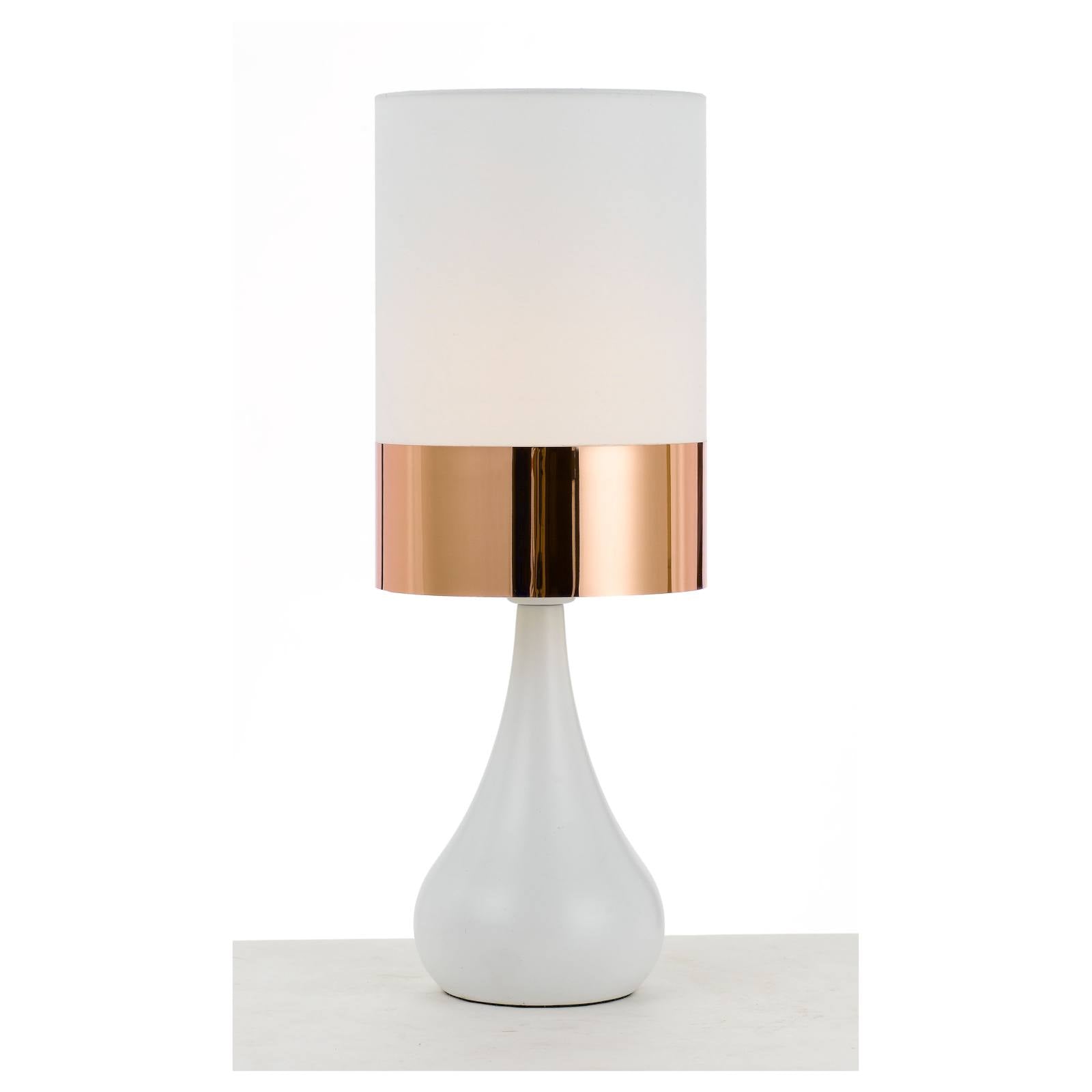 Akira Table Lamp, White & Copper