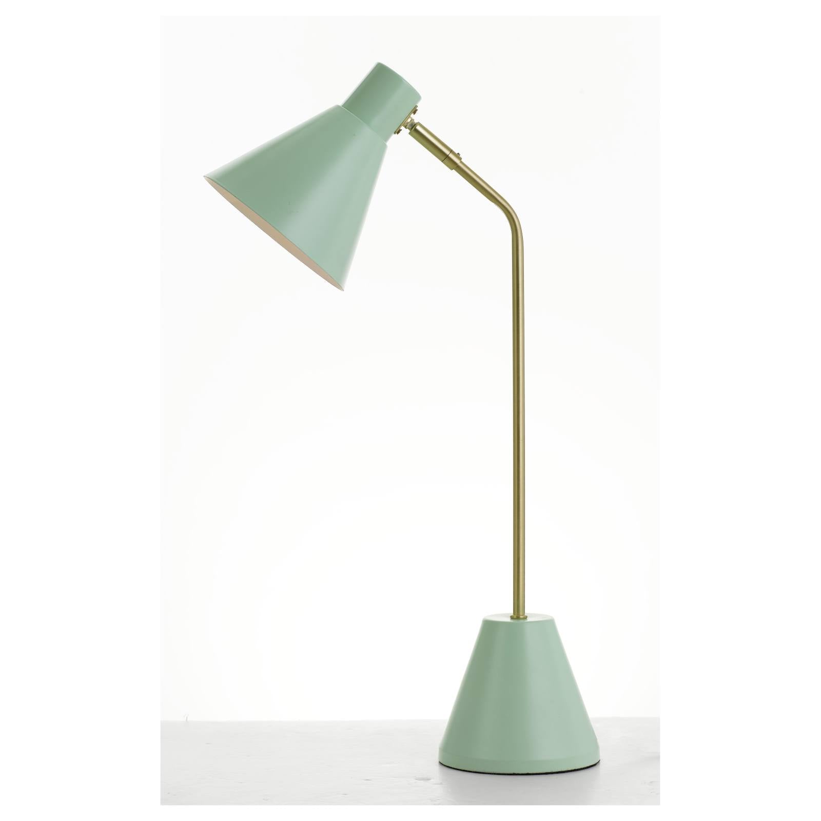 Ambia Table Lamp, Brass Tube & Matte Green