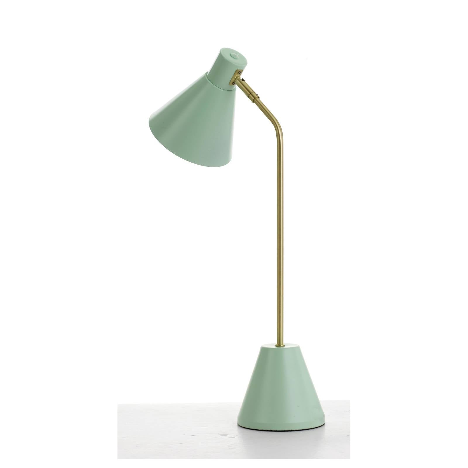 Ambia Table Lamp, Brass Tube & Matte Green