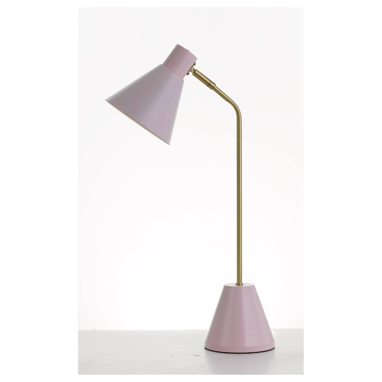 Ambia Table Lamp, Brass Tube & Matte Pink
