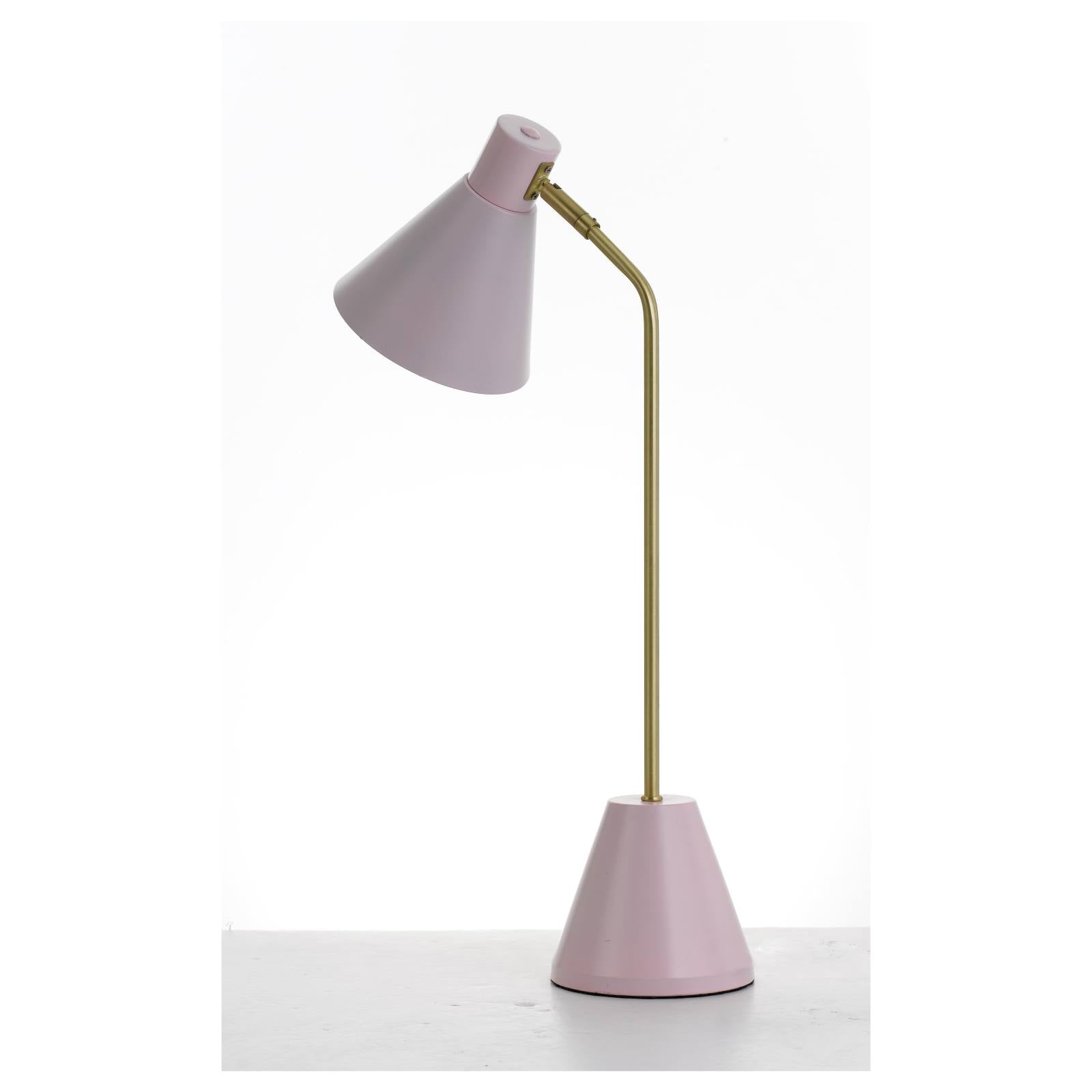 Ambia Table Lamp, Brass Tube & Matte Pink