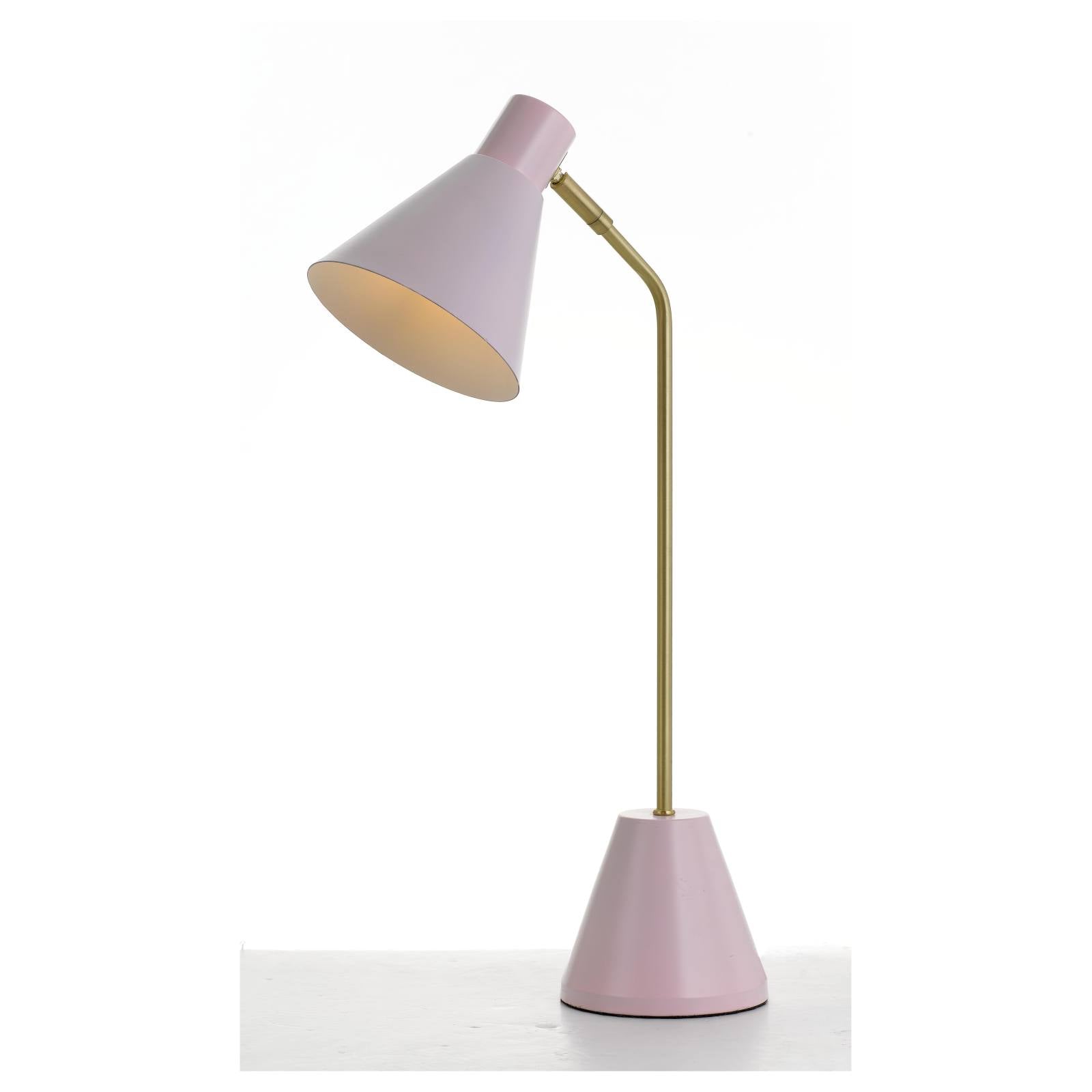 Ambia Table Lamp, Brass Tube & Matte Pink