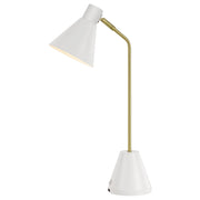 Ambia Table Lamp with USB, Brass Tube & White