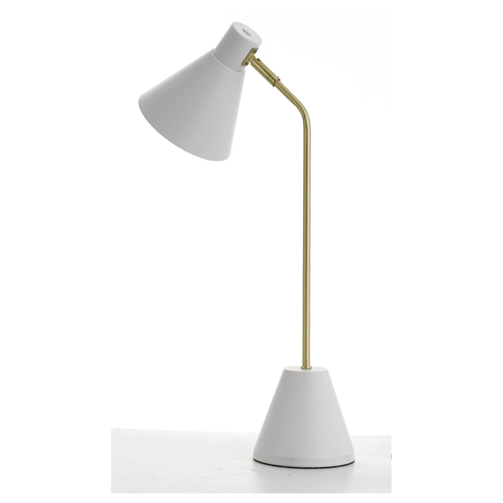 Ambia Table Lamp, Brass Tube & Matte White