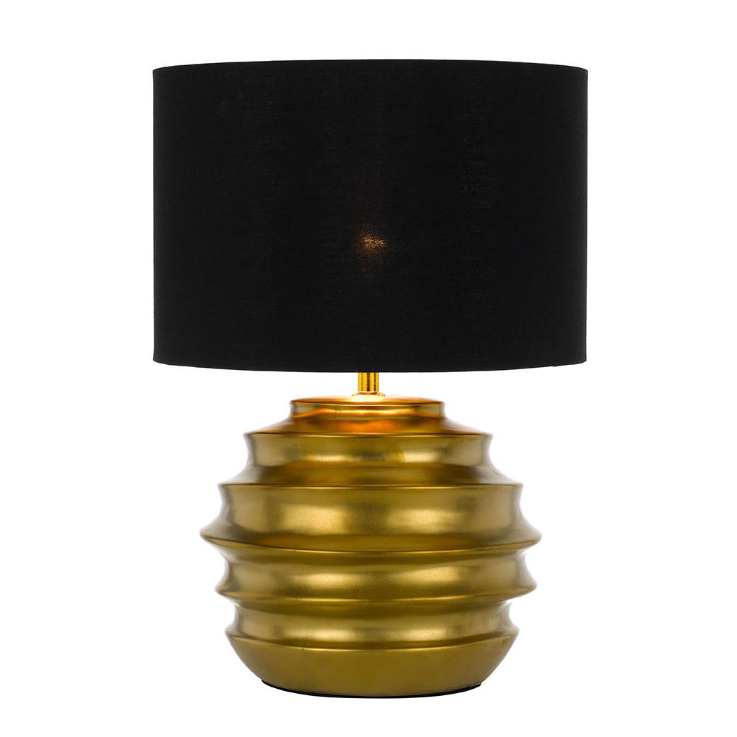 Aras Ceramic Table Lamp, Black, Gold
