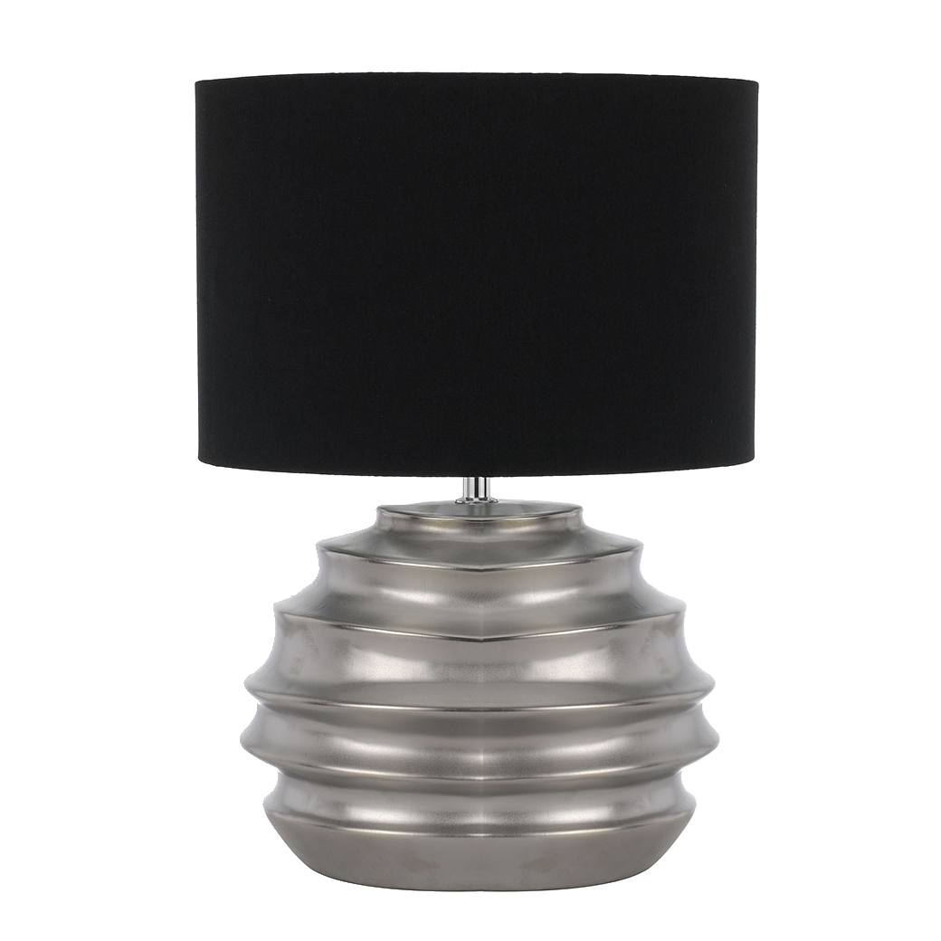 Aras Ceramic Table Lamp, Silver, Black