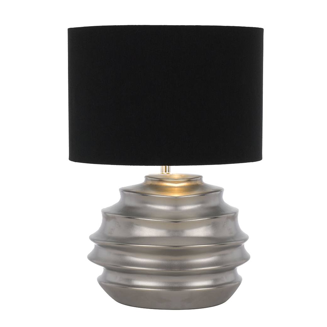 Aras Ceramic Table Lamp, Silver, Black