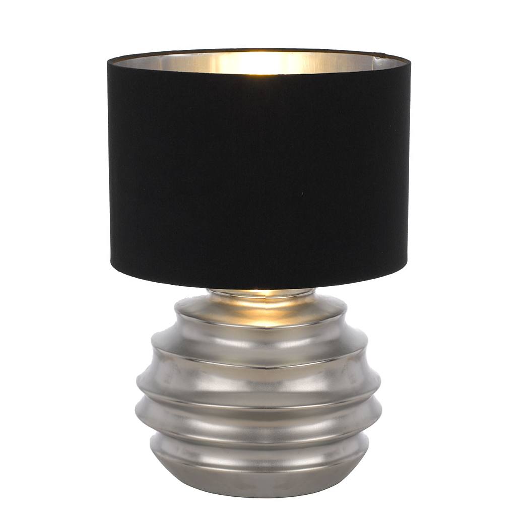 Aras Ceramic Table Lamp, Silver, Black