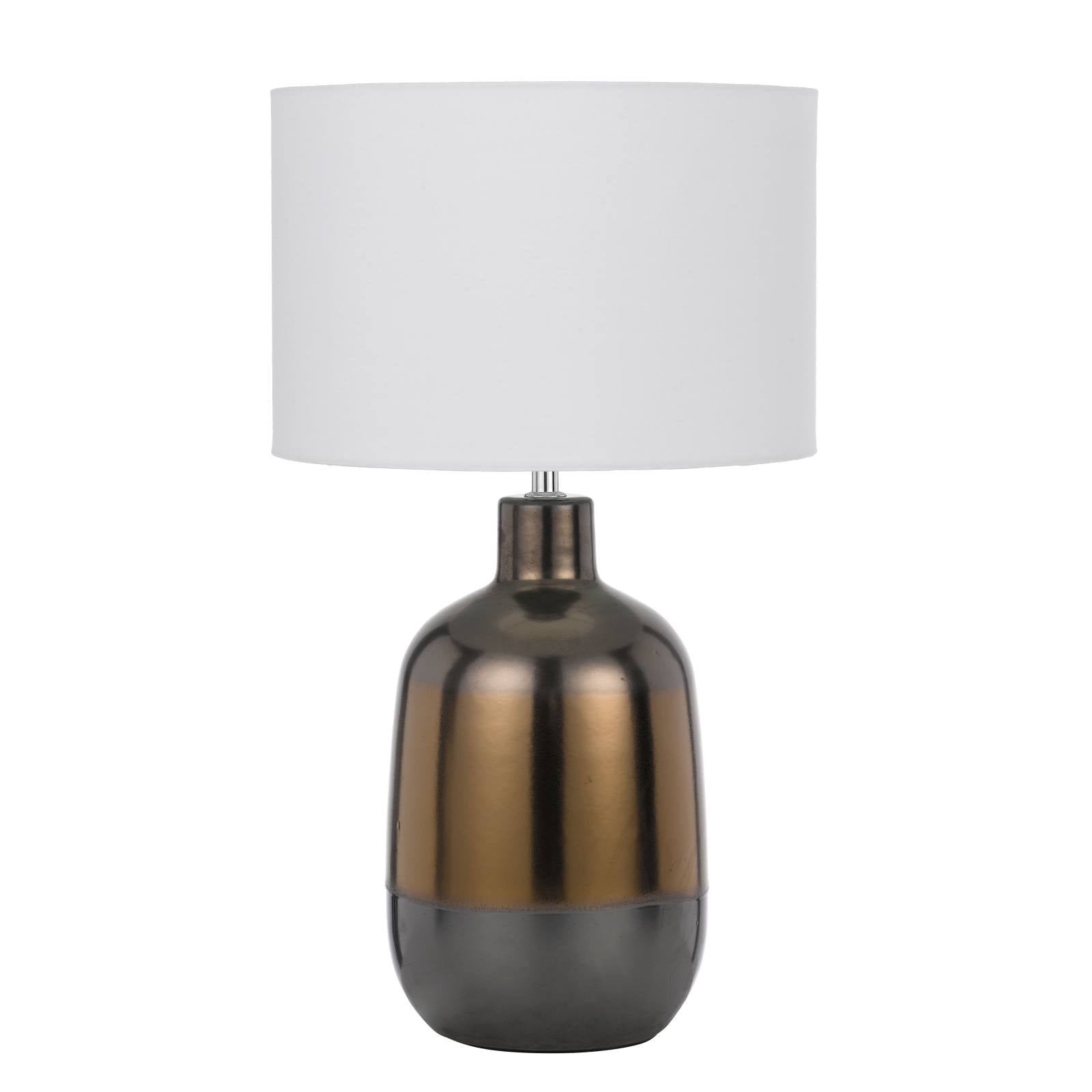 Arthur Ceramic Table Lamp, Bronze, White