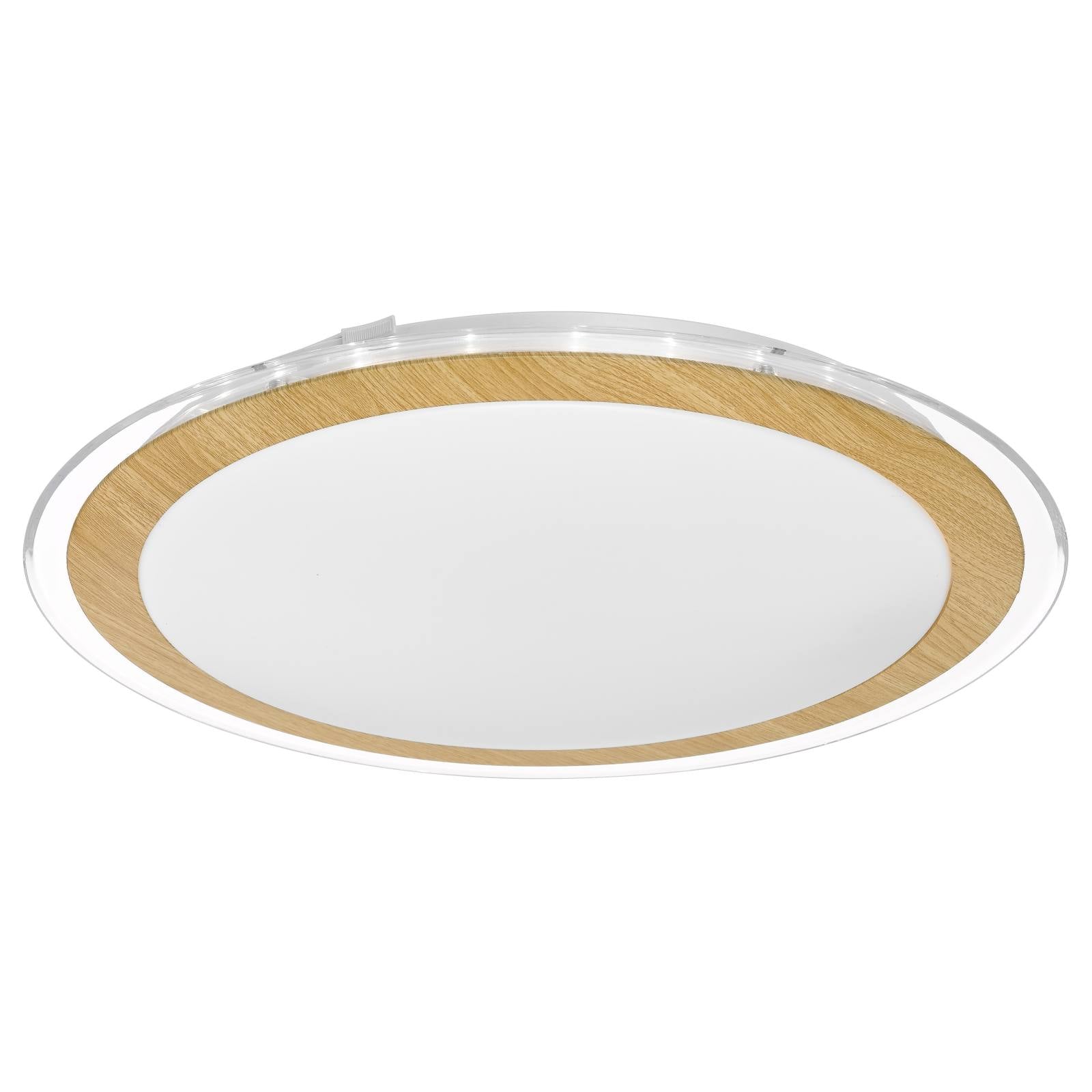 Astrid 43cm 30W Led Oyster Light, Satin, Oak Shade