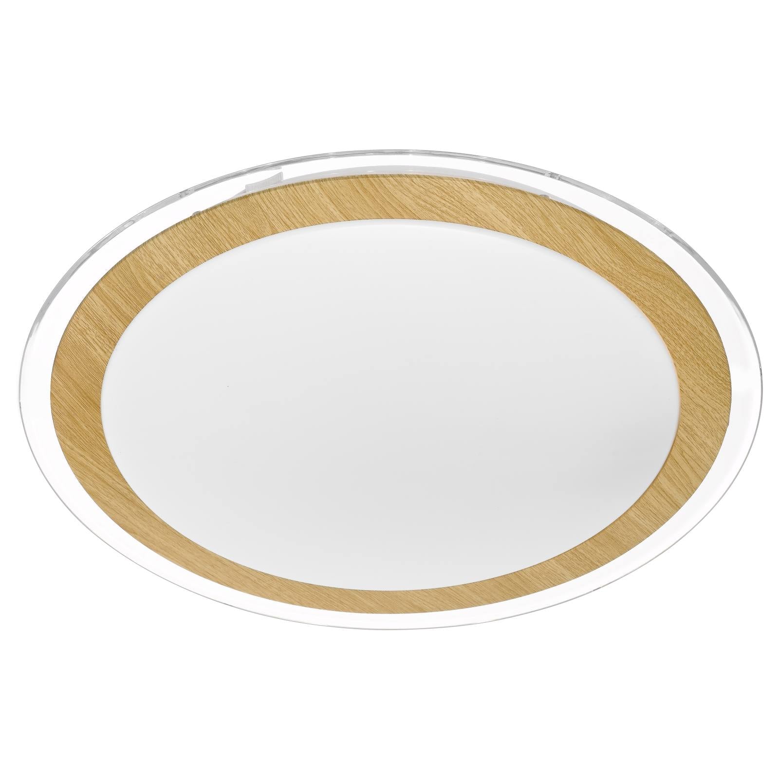 Astrid 43cm 30W Led Oyster Light, Satin, Oak Shade