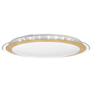 Astrid 43cm 30W Led Oyster Light, Satin, Oak Shade