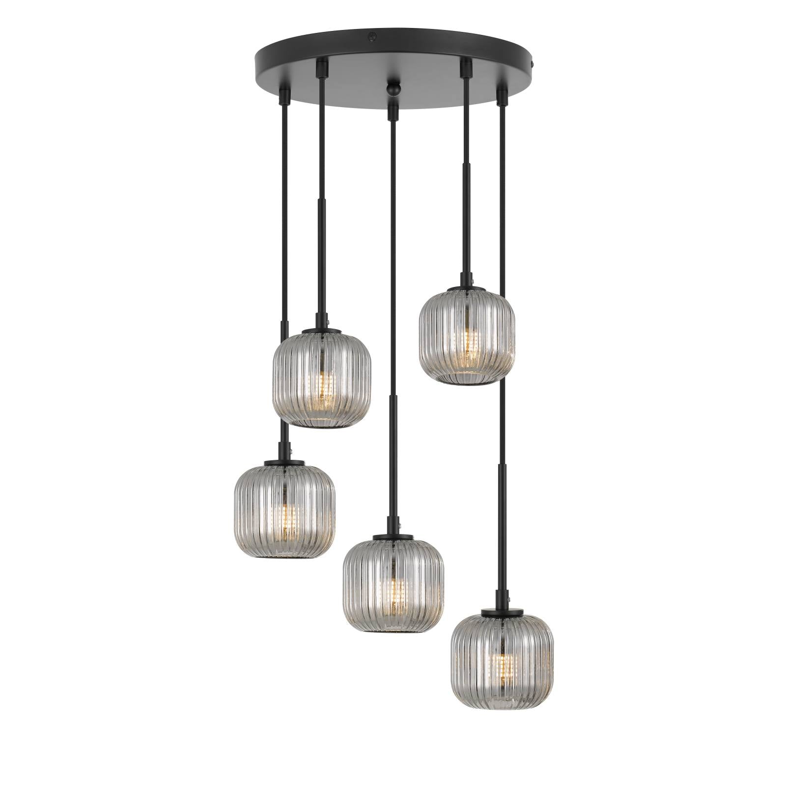 Bobo 5 Pendant, Black, Smoke Glass