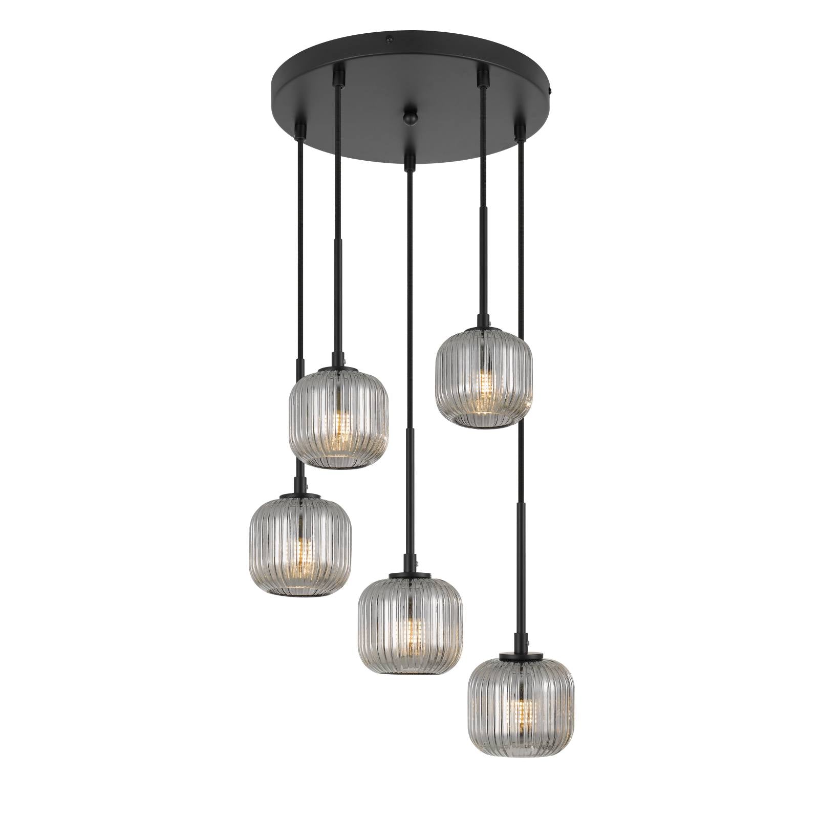 Bobo 5 Pendant, Black, Smoke Glass