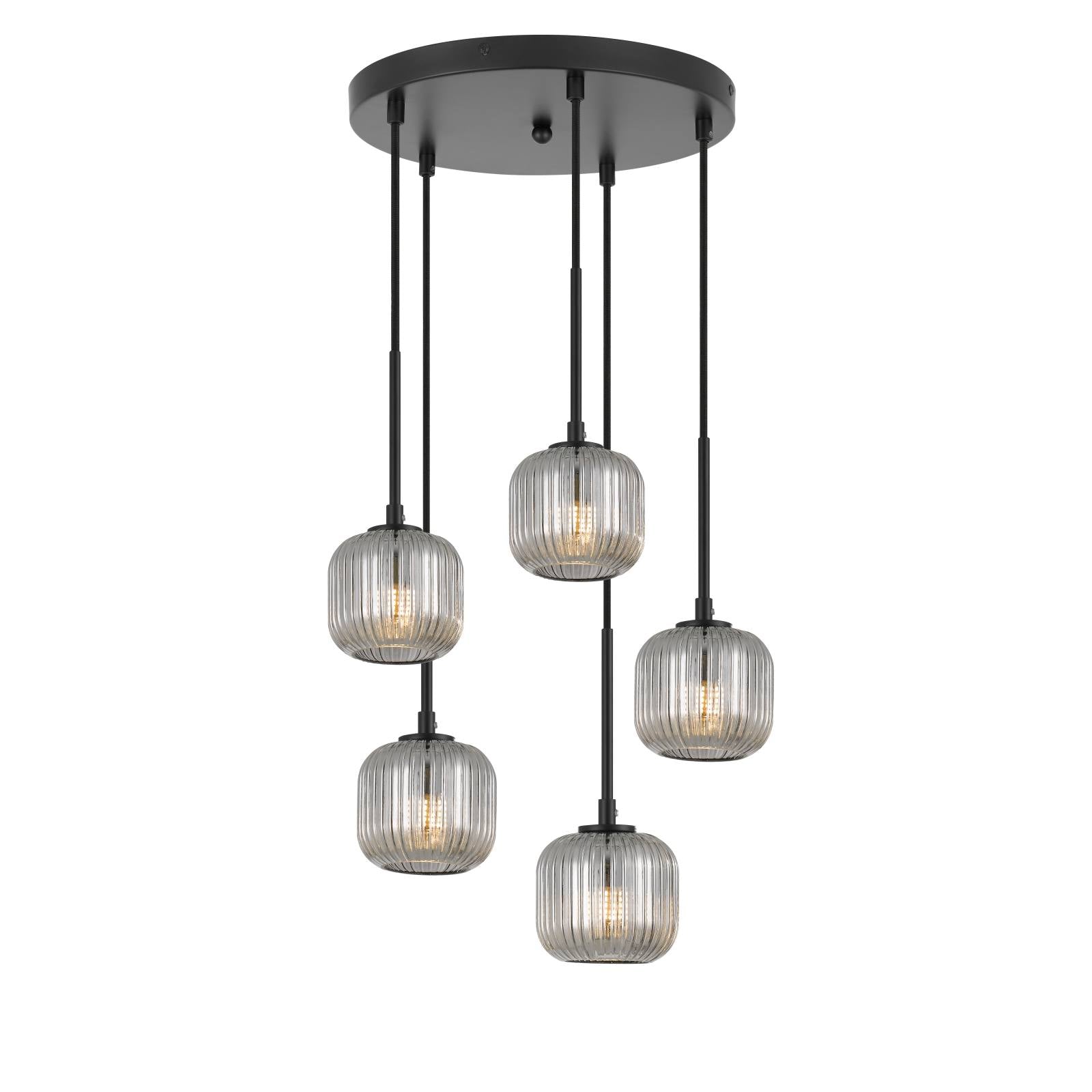 Bobo 5 Pendant, Black, Smoke Glass