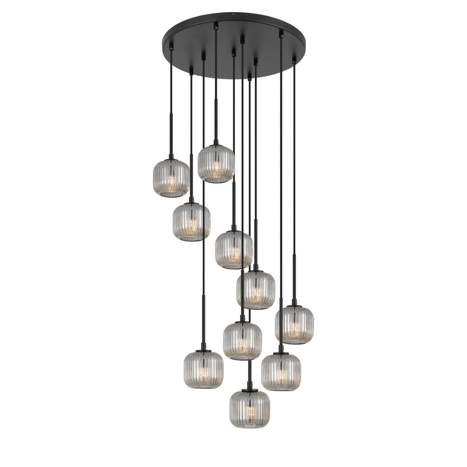 Bobo 10 Pendant, Black, Smoke Glass