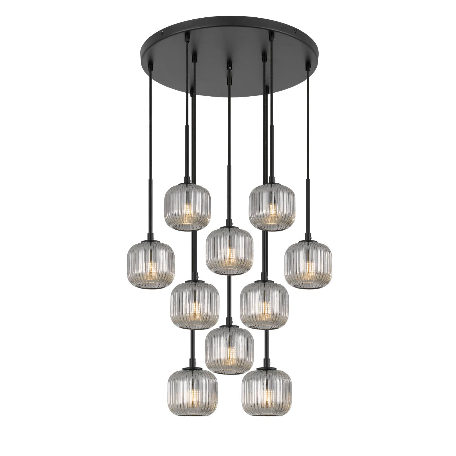 Bobo 10 Pendant, Black, Smoke Glass