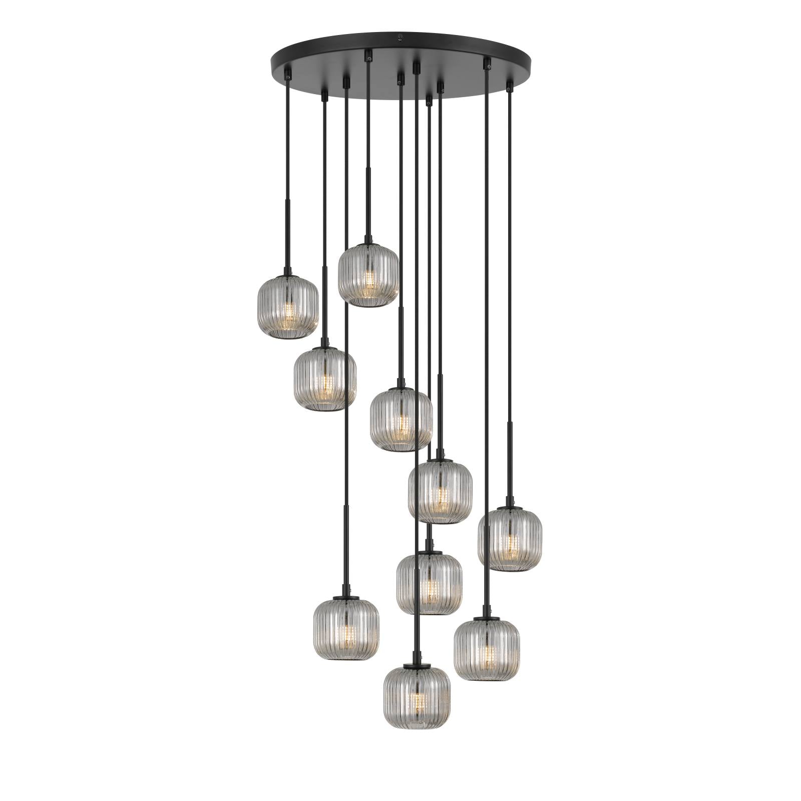 Bobo 10 Pendant, Black, Smoke Glass