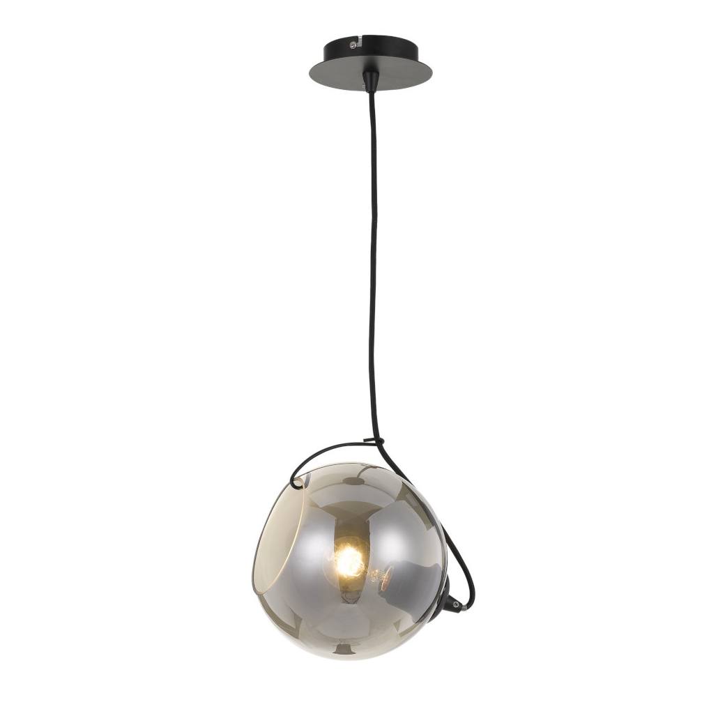 Bondi 20 Pendant, Black, Smoke Glass