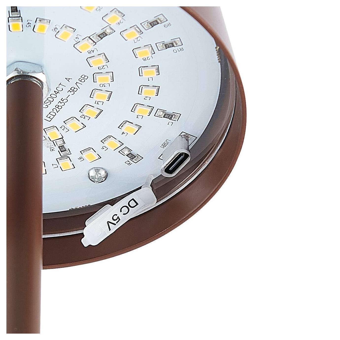 Clio Rechargeable Table Lamp, Brown