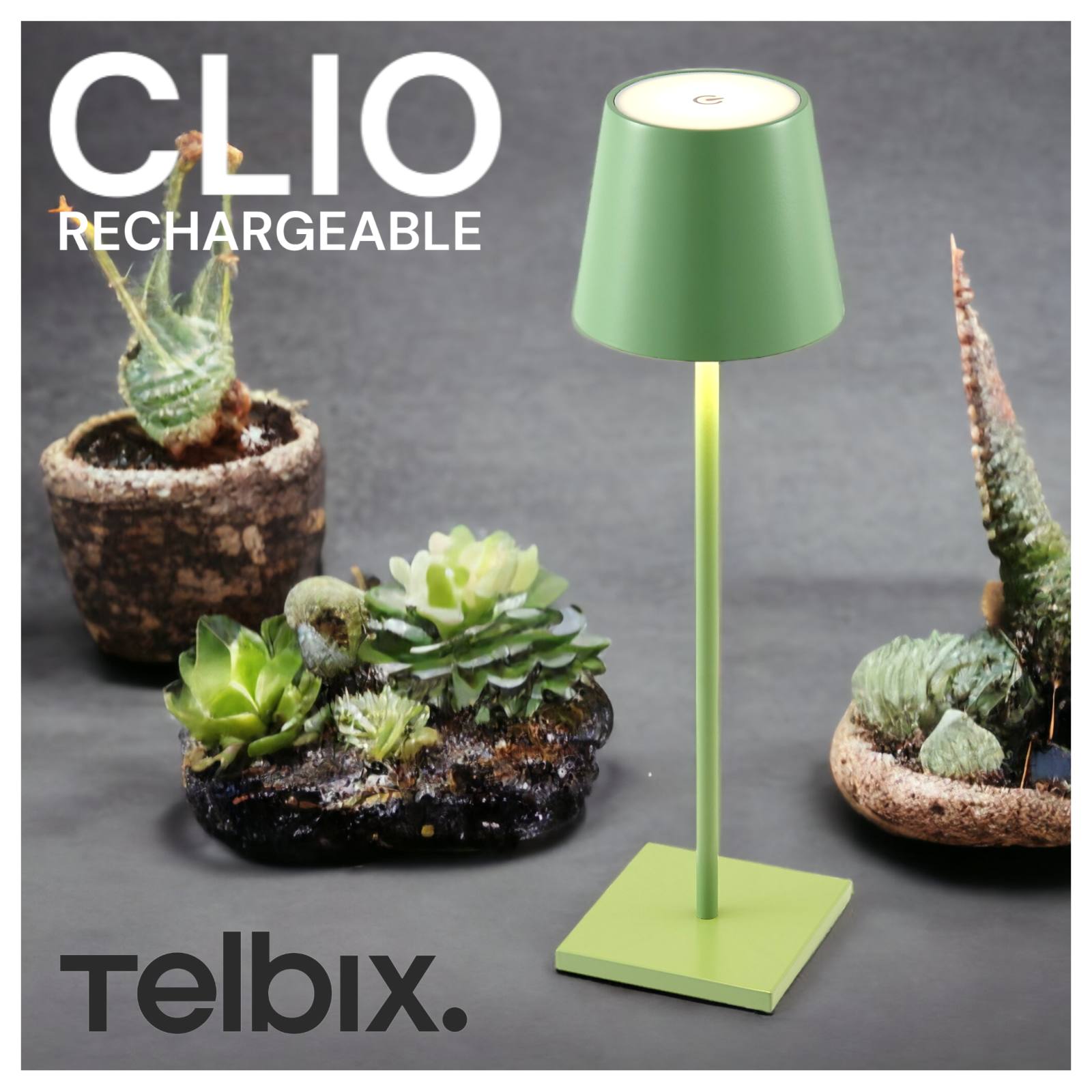 Clio Rechargeable Table Lamp, Green