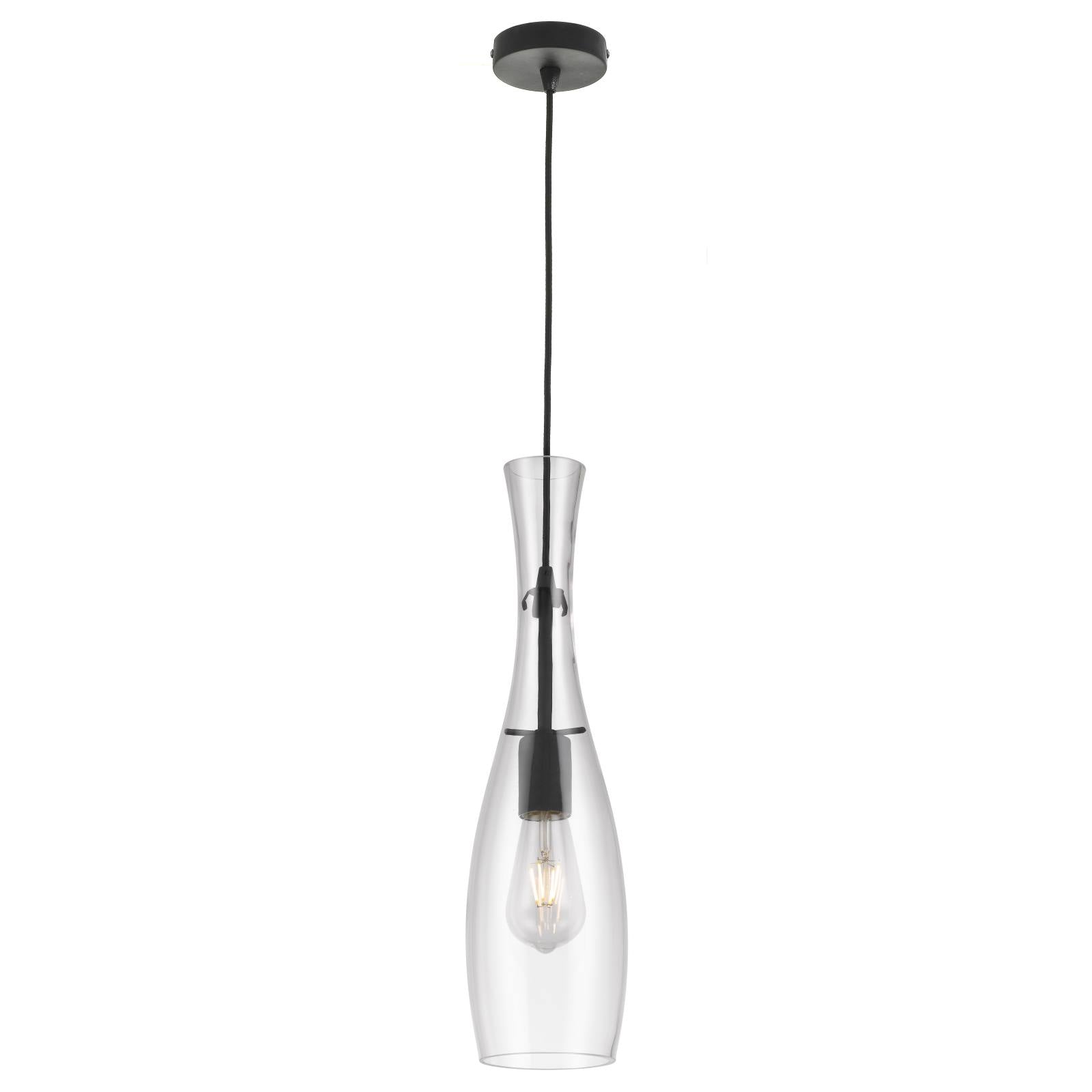Conie Pendant, Clear Glass, Black