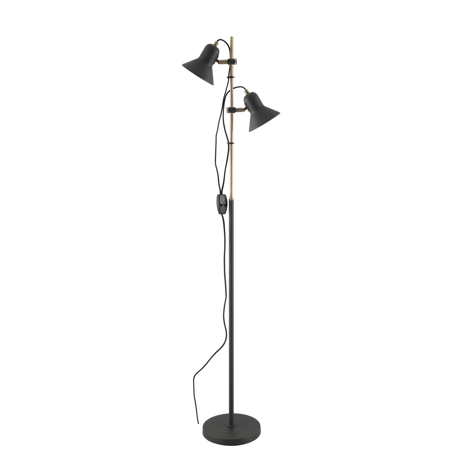 Corelli 2 Floor Lamp, Dark Grey, Antique Brass