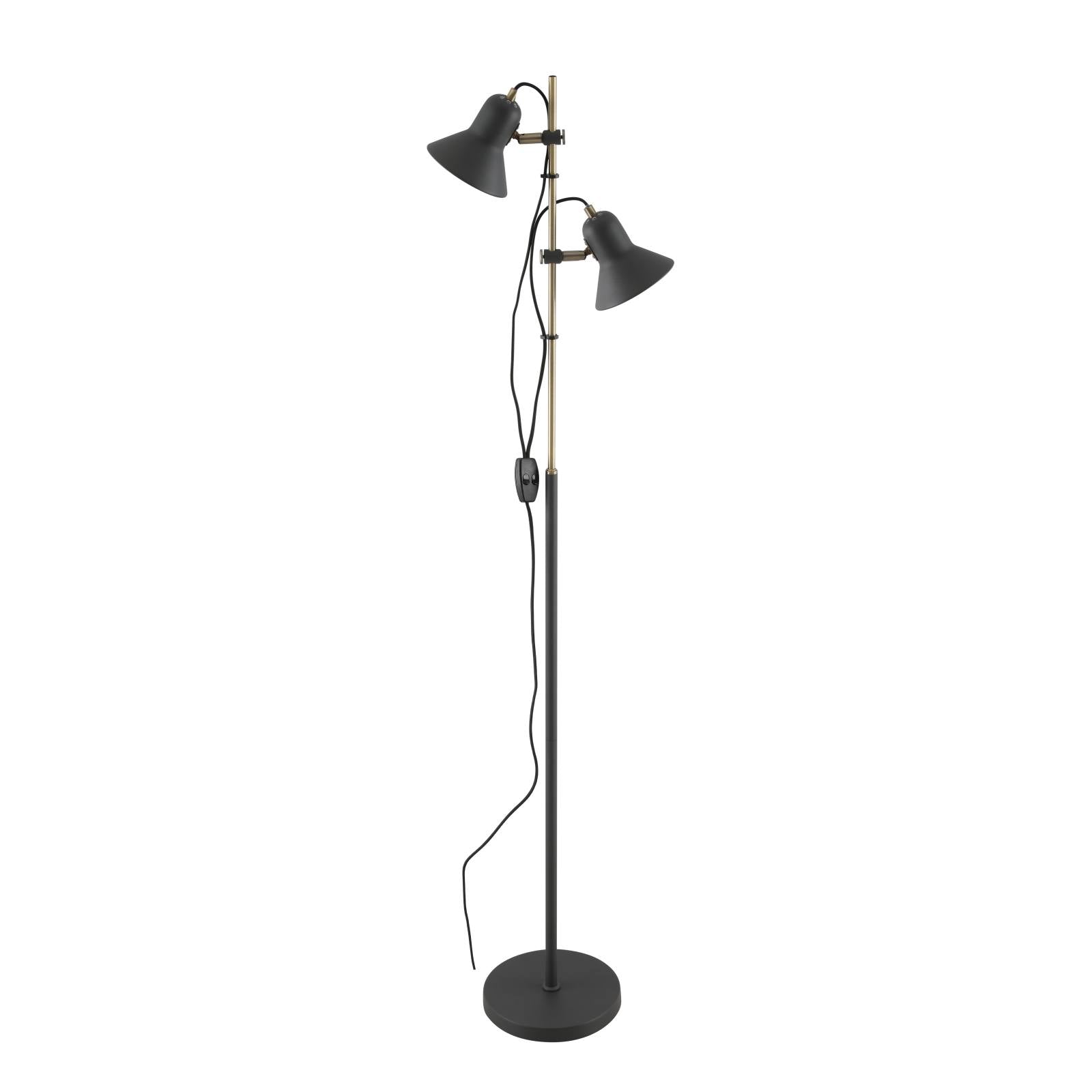 Corelli 2 Floor Lamp, Dark Grey, Antique Brass