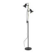 Corelli 2 Floor Lamp, Dark Grey, Antique Brass