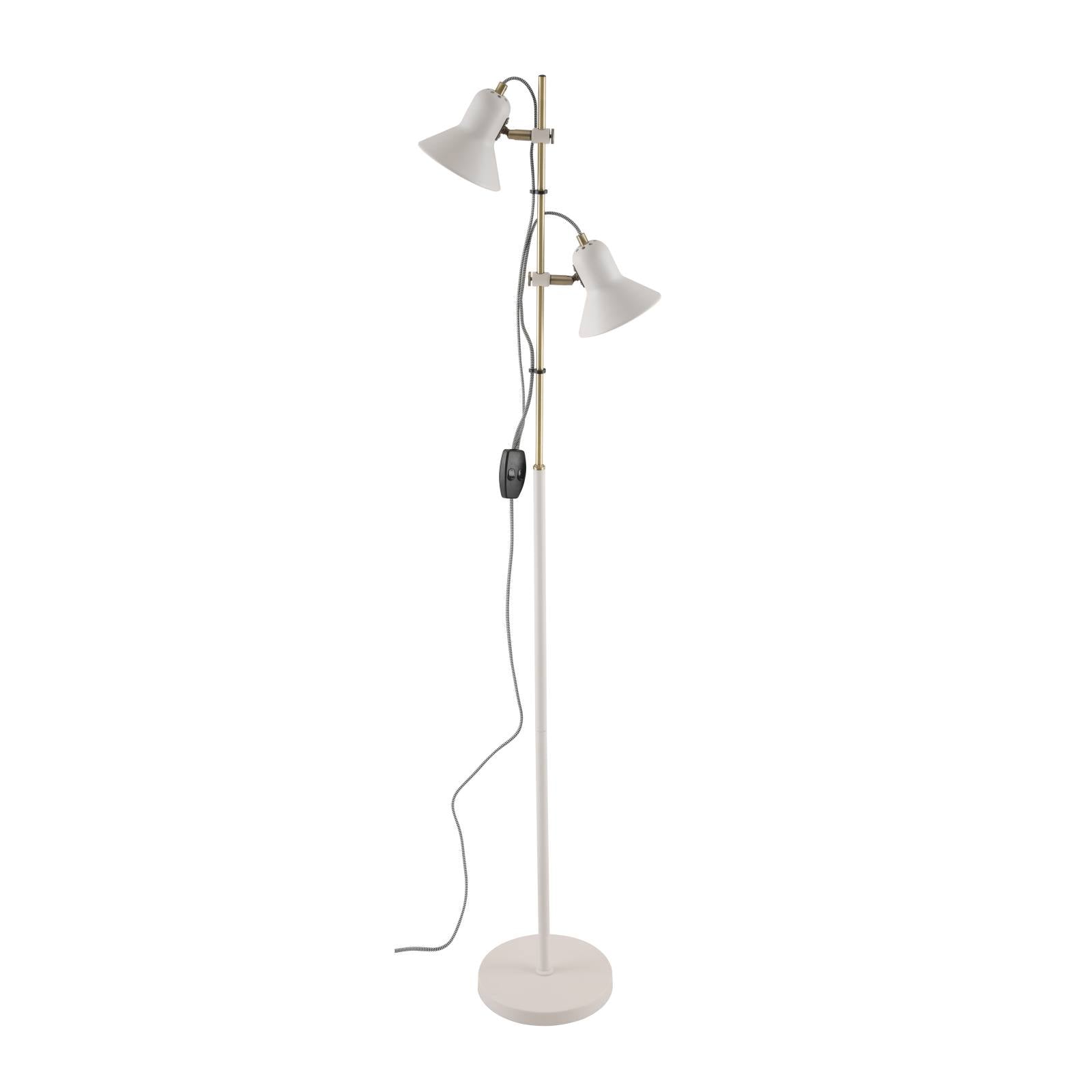 Corelli 2 Floor Lamp, Antique Brass, White