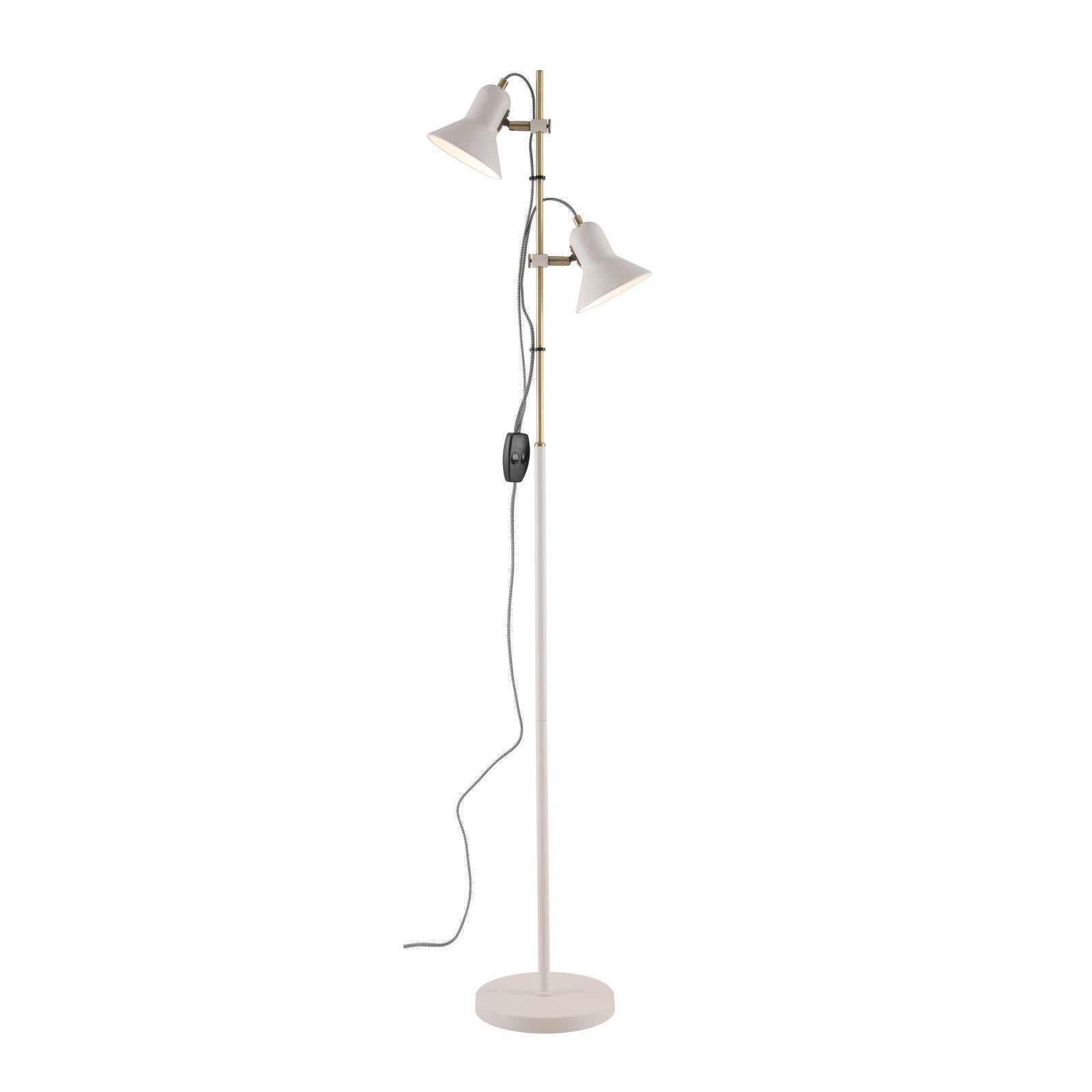Corelli 2 Floor Lamp, Antique Brass, White