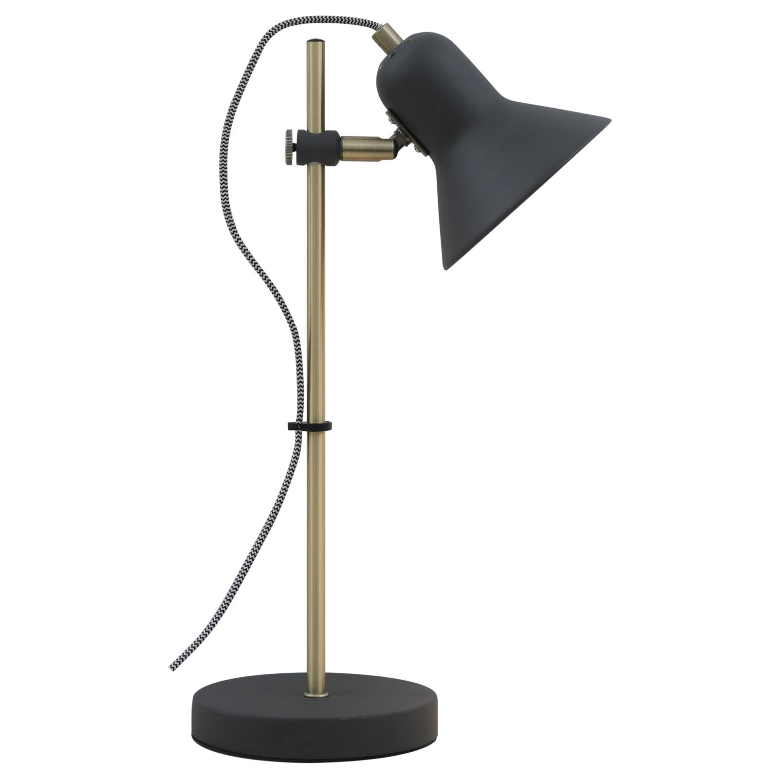 Corelli Table Lamp, Dark Grey, Antique Brass