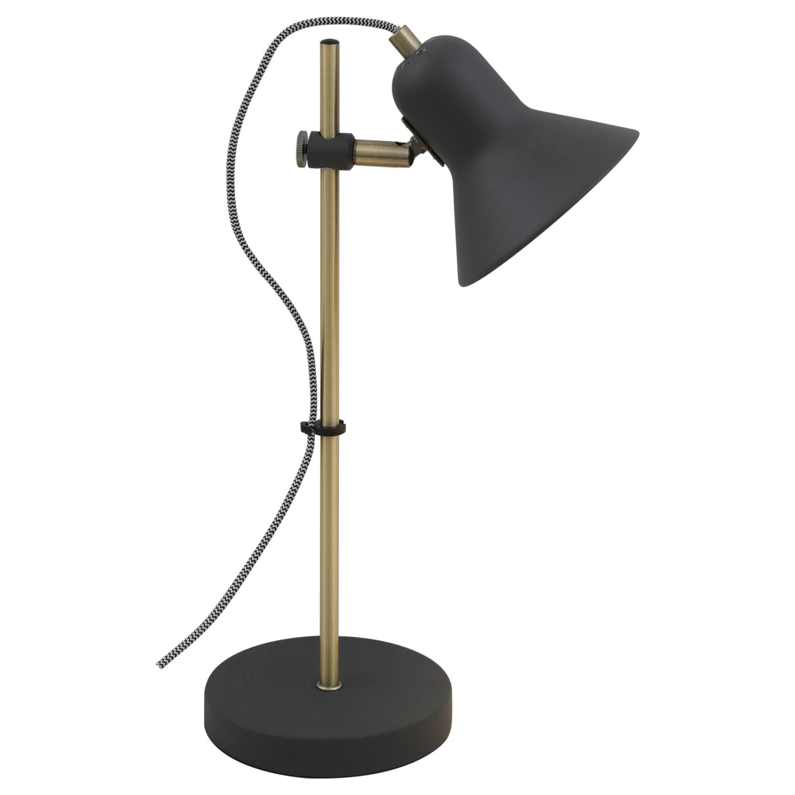 Corelli Table Lamp, Dark Grey, Antique Brass