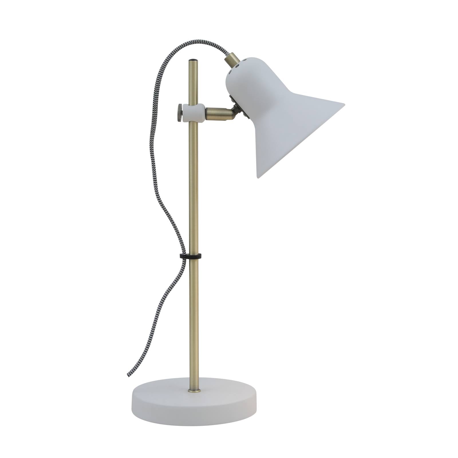 Corelli Table Lamp, Antique Brass, White