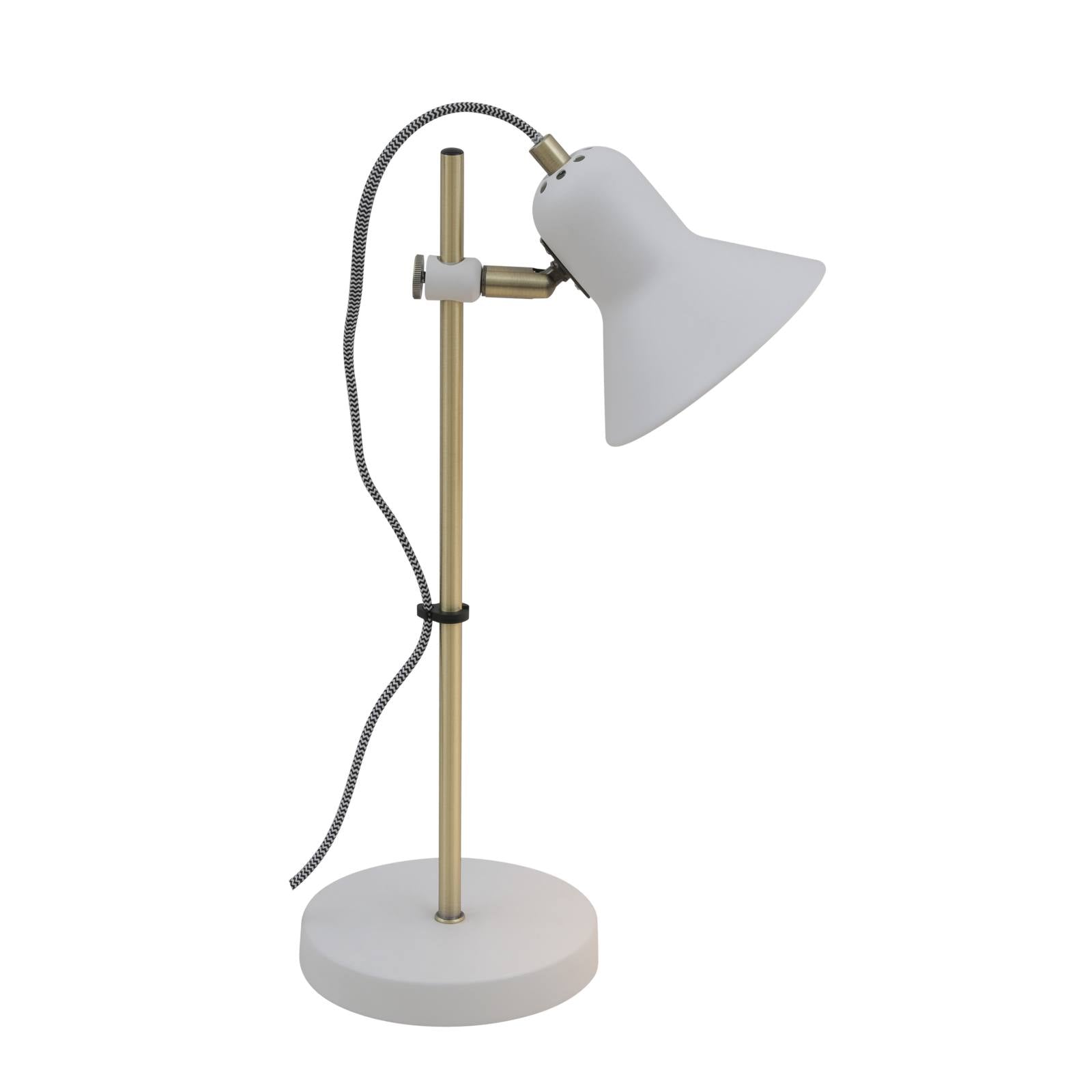 Corelli Table Lamp, Antique Brass, White