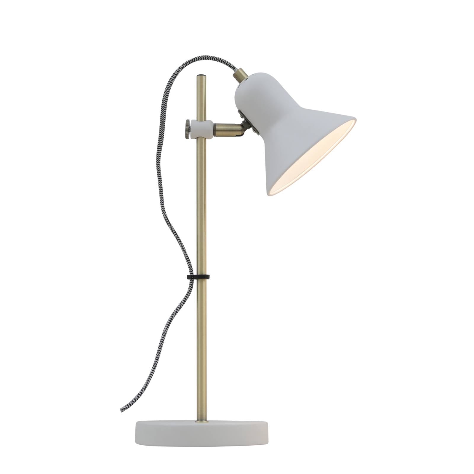 Corelli Table Lamp, Antique Brass, White