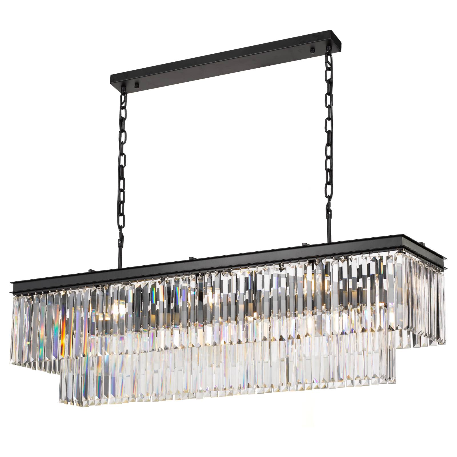 Serene 13 Lights Pendant, Clear Glass, Black
