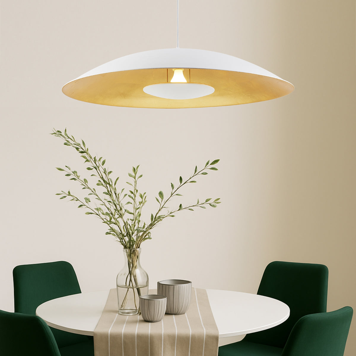 Daxia 80 Pendant, White and Gold