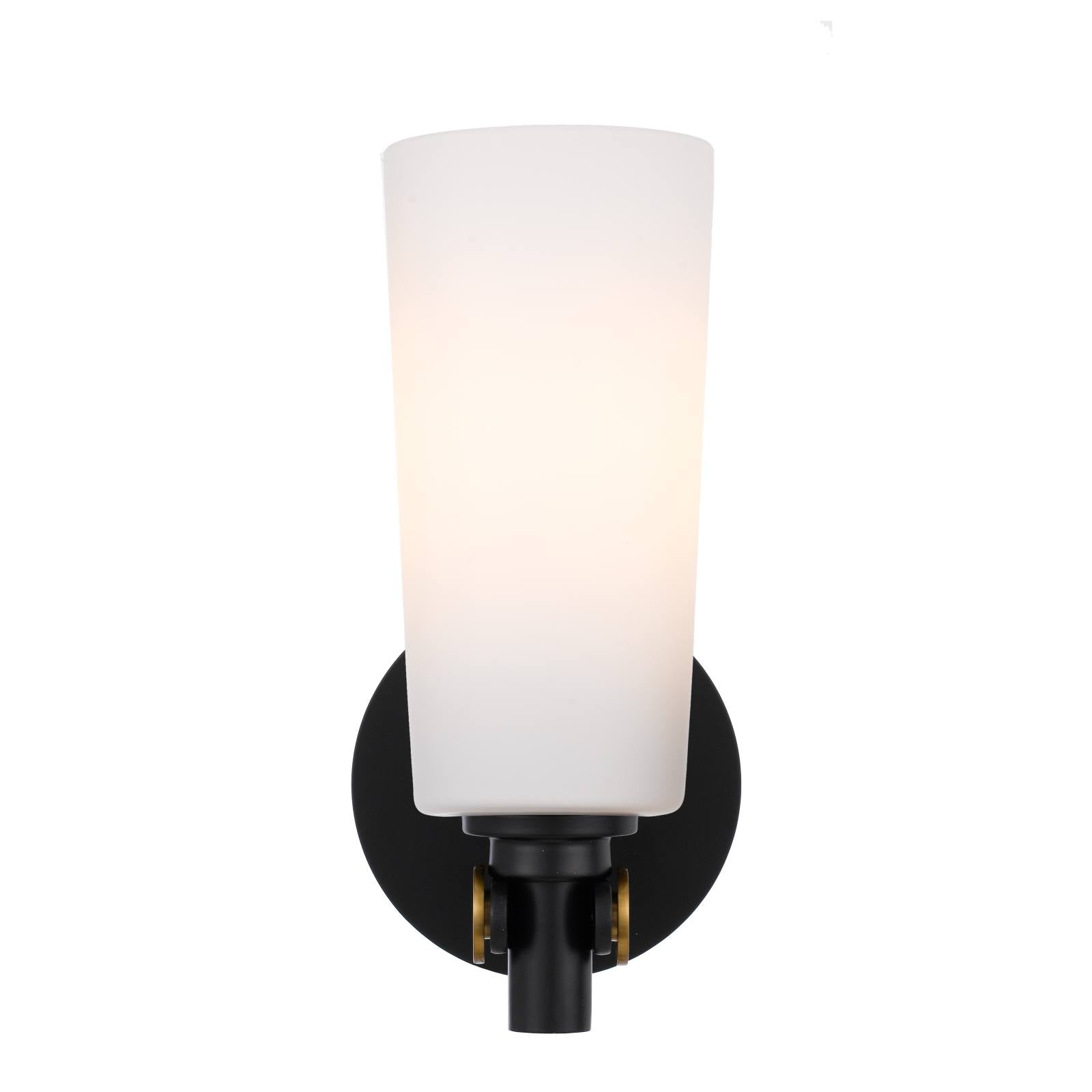 Delmar Wall Lamp, Black, Antique Gold, Opal Matte