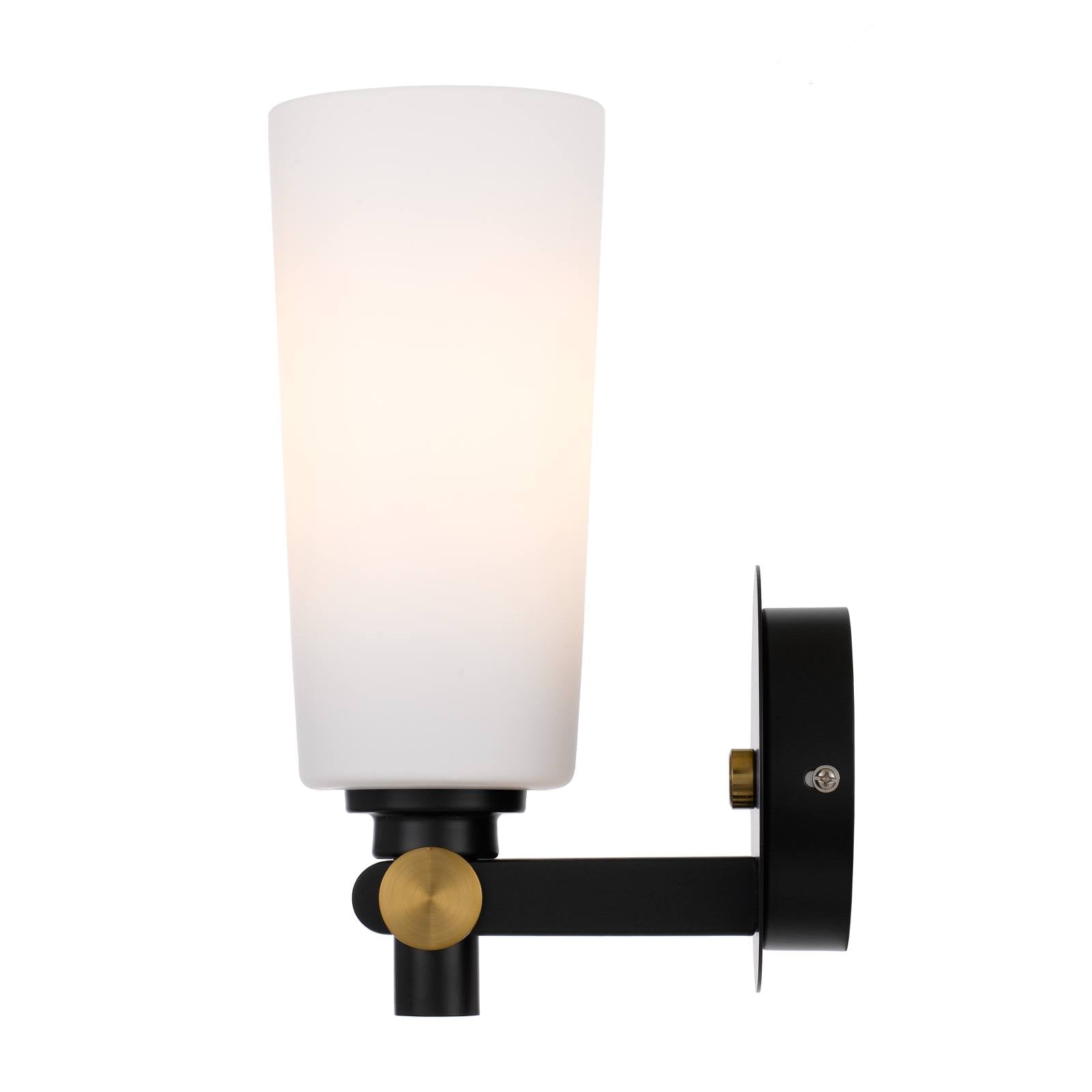 Delmar Wall Lamp, Black, Antique Gold, Opal Matte