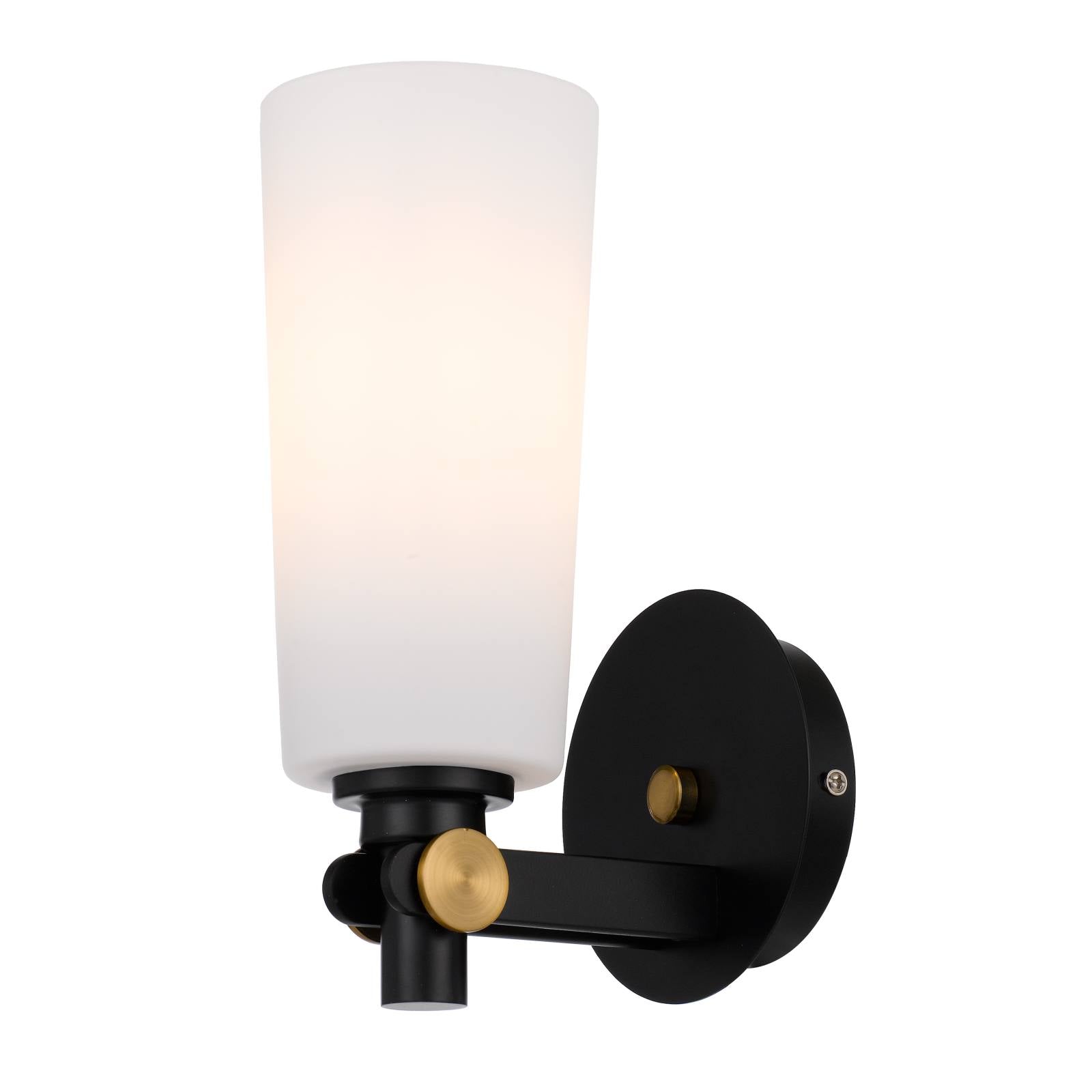 Delmar Wall Lamp, Black, Antique Gold, Opal Matte