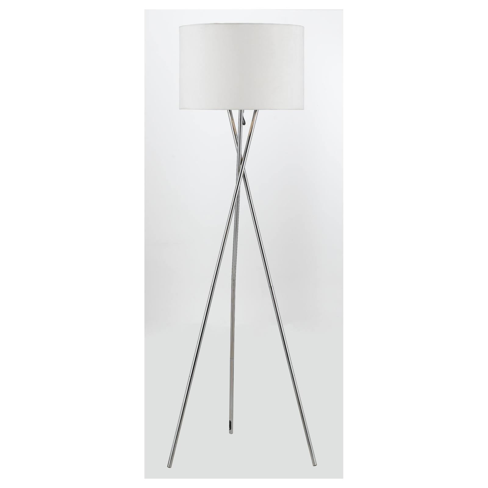 Denise Floor Lamp, Chrome, White