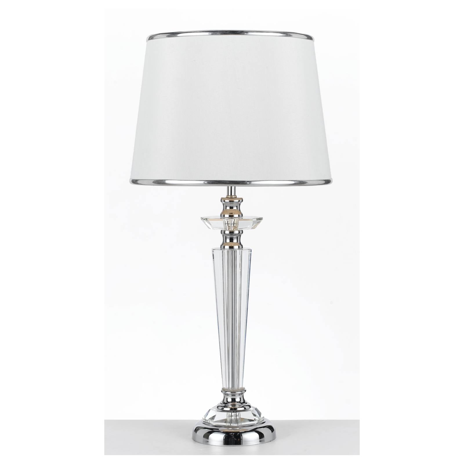 Diana Table Lamp, Clear Glass, Chrome, White