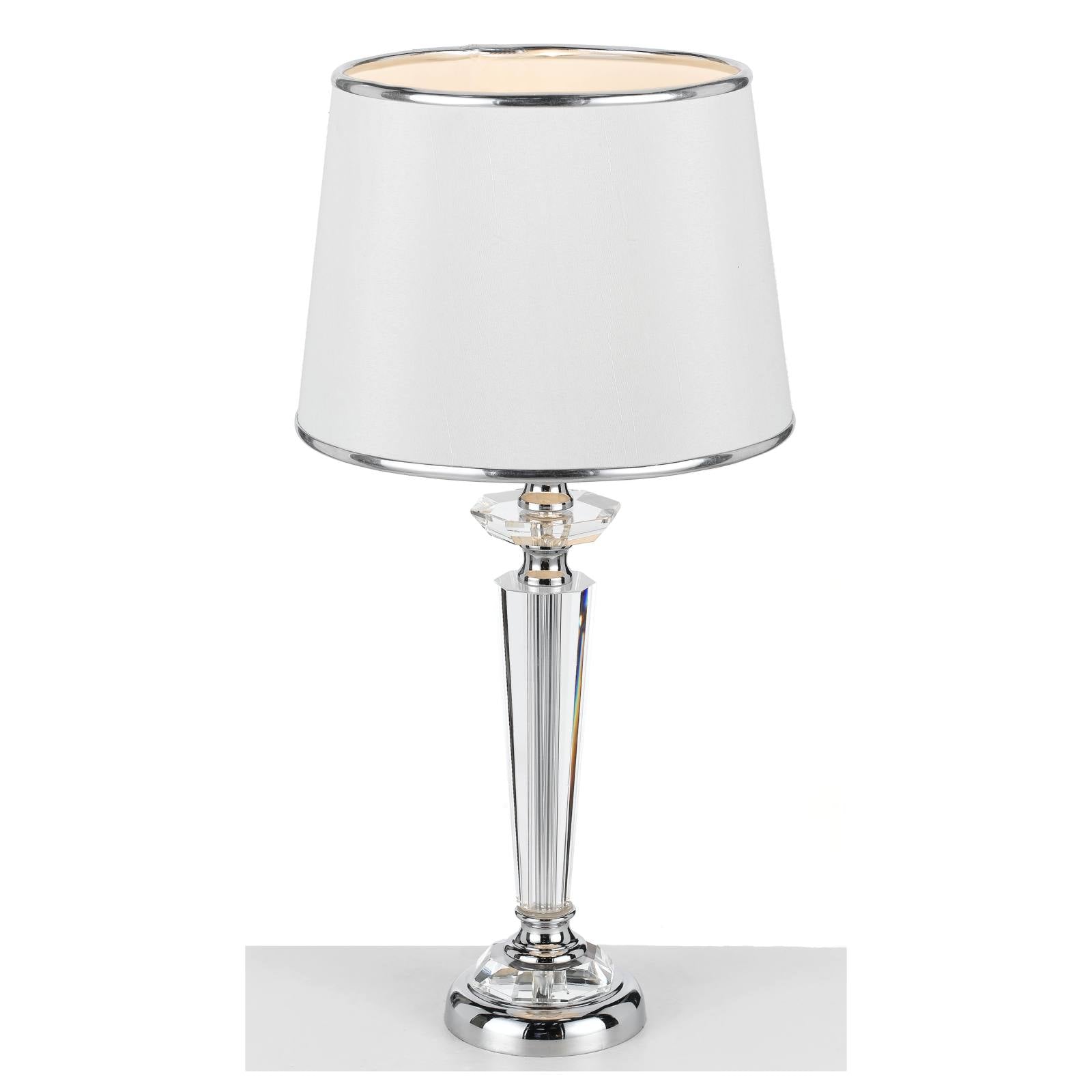 Diana Table Lamp, Clear Glass, Chrome, White