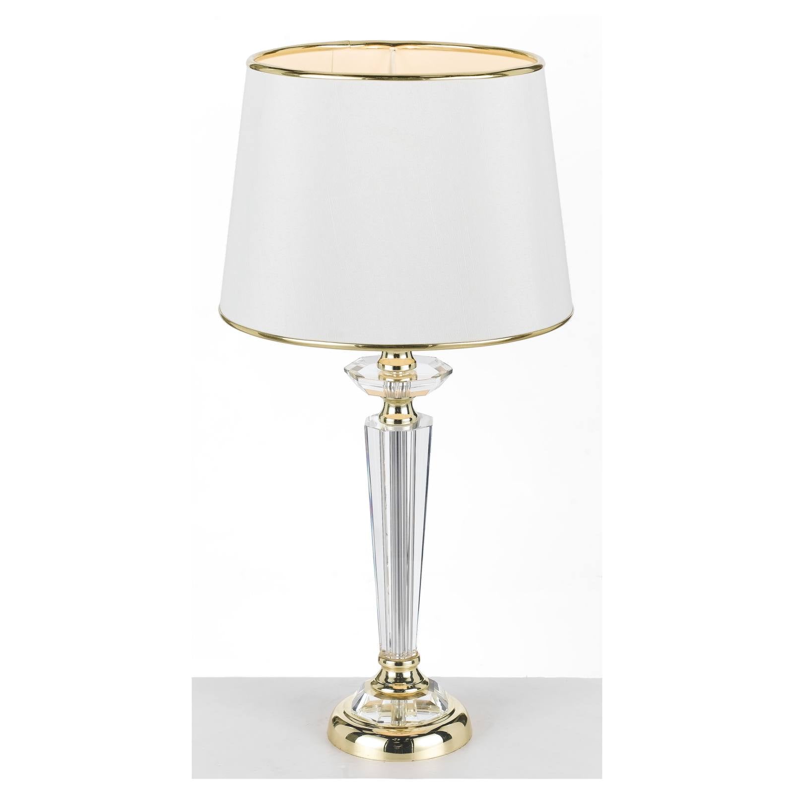 Diana Table Lamp, Clear Glass, White, Gold