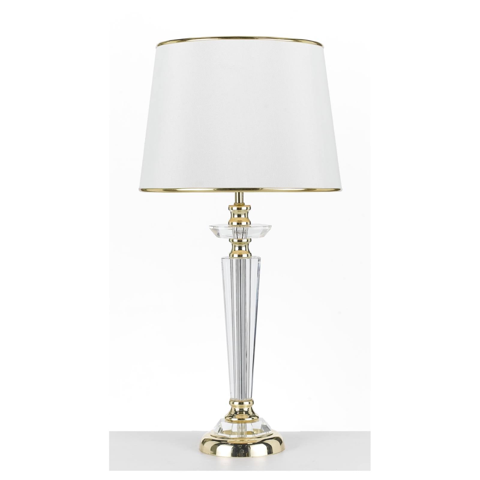 Diana Table Lamp, Clear Glass, White, Gold