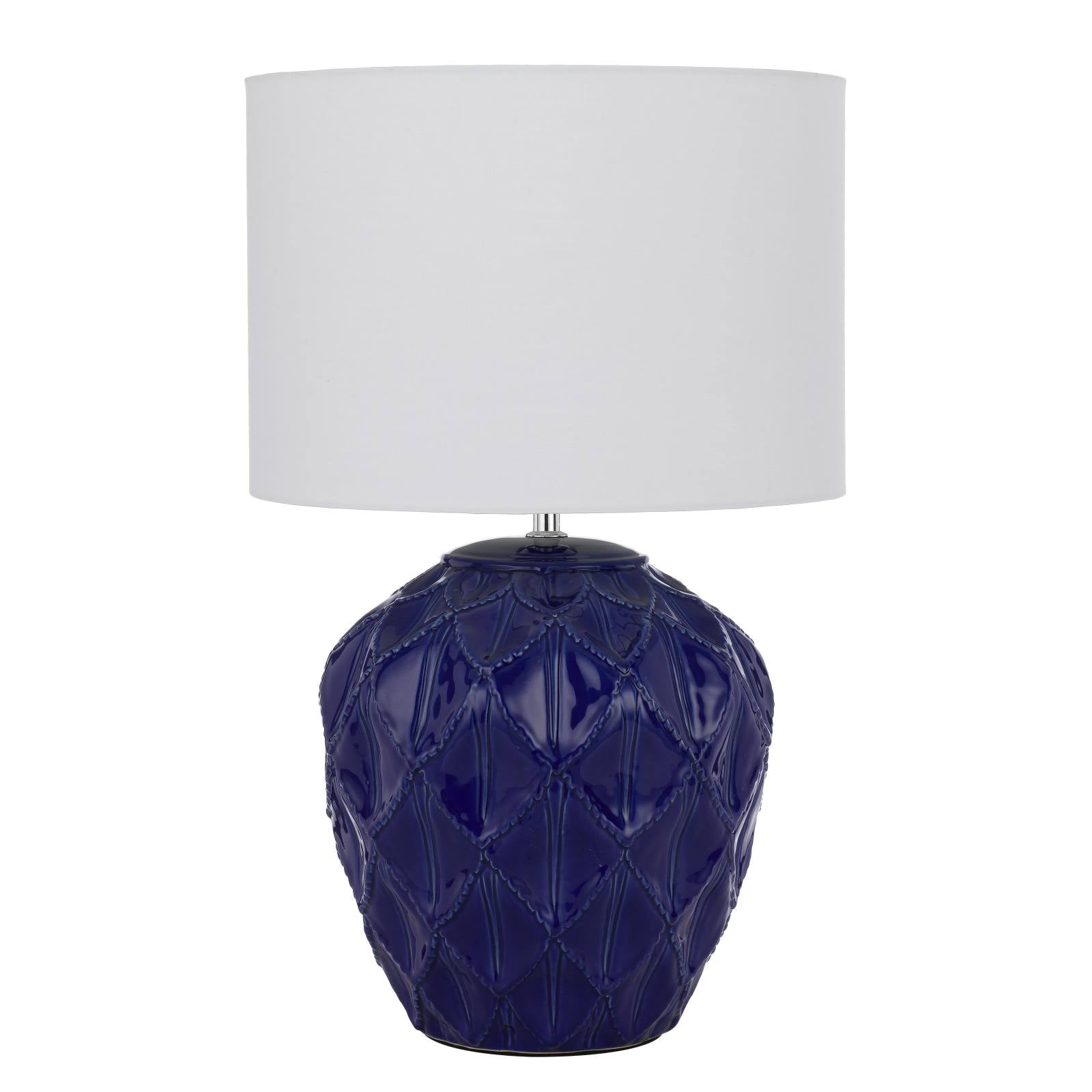 Diaz Ceramic Table Lamp, Blue, White