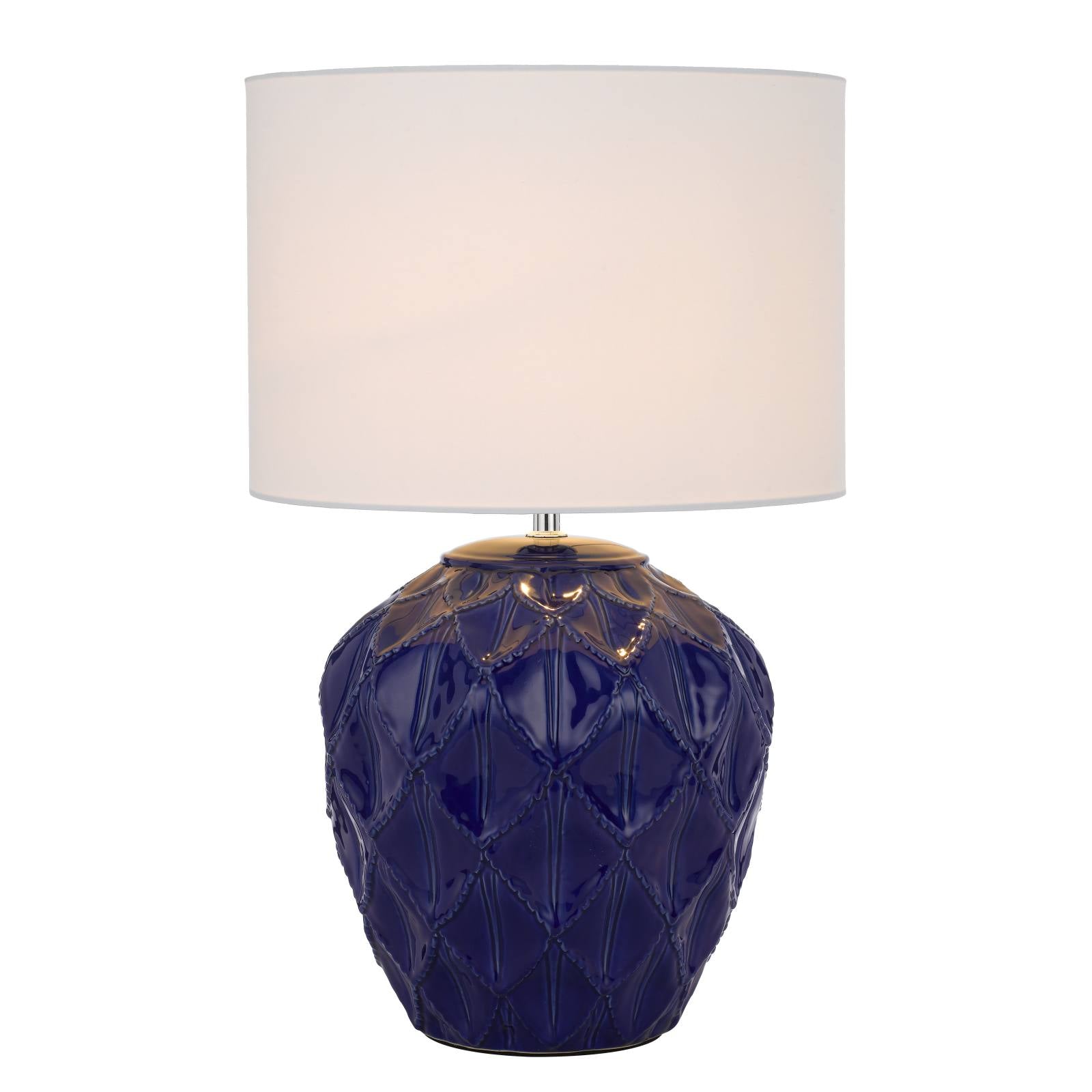 Diaz Ceramic Table Lamp, Blue, White