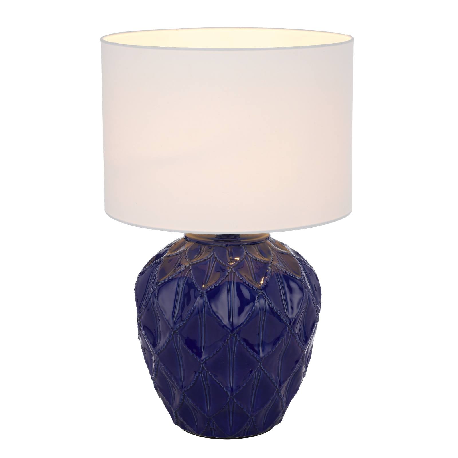 Diaz Ceramic Table Lamp, Blue, White
